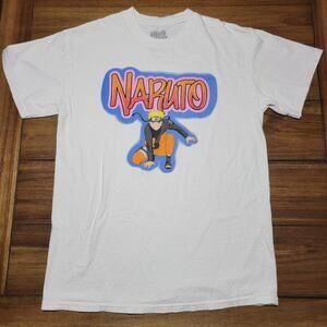Ripple Junction x Naruto Shippuden White Unisex Tee Naruto Squat - Size Medium